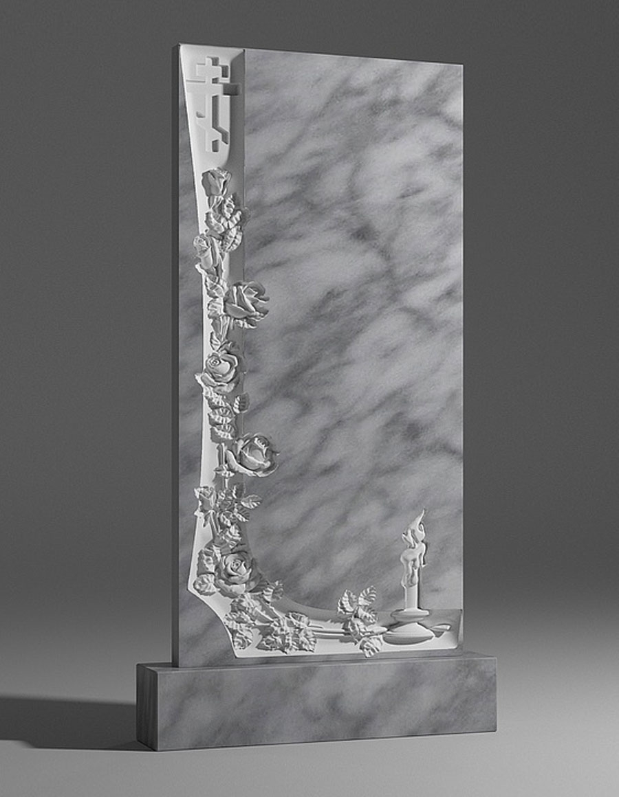 модель №013 вертикальный памятник из уфалейского мрамора