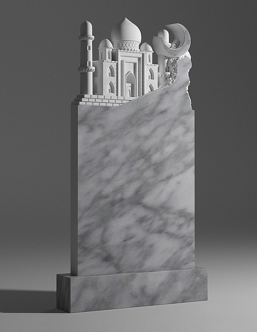модель №032 резной памятник из уфалейского мрамора