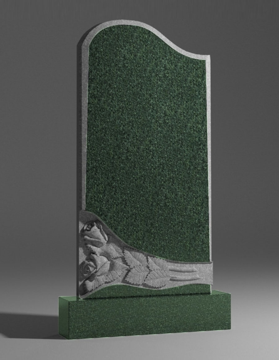 модель №010 вертикальный памятник из зелёного гранита